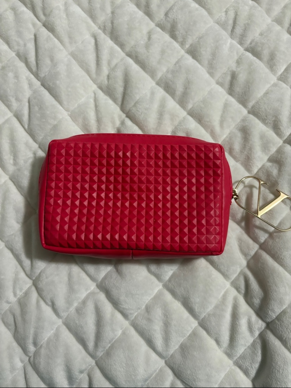 Valentino Red Quilted Cosmetic Pouch - Women Bags